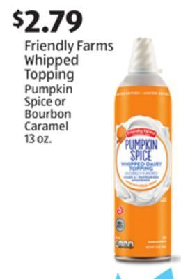 Aldi Friendly farms whipped topping offer