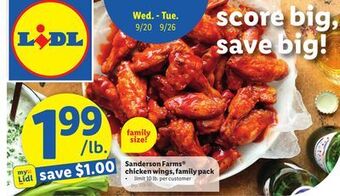 Lidl Sanderson farms chicken wings, family pack offer