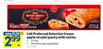Lidl Lidl preferred selection frozen apple strudel pastry with raisins offer
