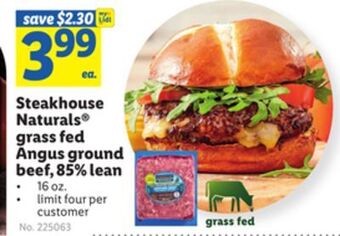Lidl Steakhouse naturals grass fed angus ground beef, 85% lean offer