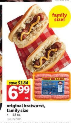 Lidl Original bratwurst, family size offer