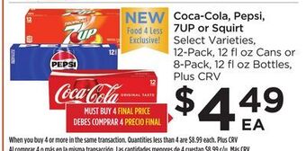 Food 4 Less Coca-cola, pepsi, 7up or squirt offer