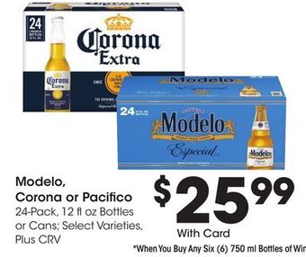 Ralphs Modelo, corona or pacifico offer