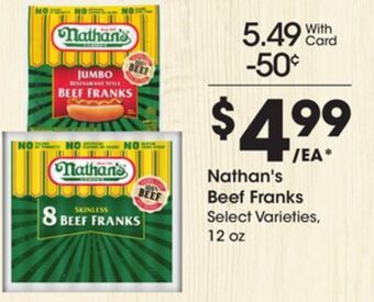 Ralphs Nathan's beef franks offer
