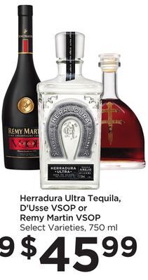 Food 4 Less Herradura ultra tequila, d'usse vsop or remy martin vsop offer