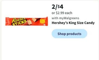 Walgreens Hershey's king size candy offer