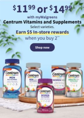 Walgreens Centrum vitamins and supplements offer