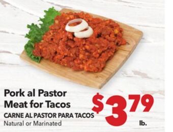 Vallarta Supermarkets Pork al pastor meat for tacos offer