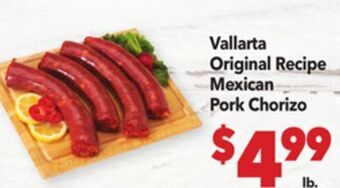 Vallarta Supermarkets Vallarta original recipe mexican pork chorizo offer