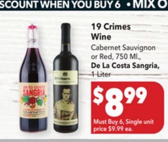 Vallarta Supermarkets 19 crimes wine offer