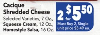 Vallarta Supermarkets Cacique shredded cheese offer