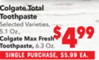 Vallarta Supermarkets Colgate total toothpaste offer