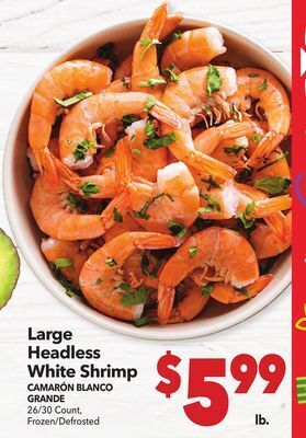 Vallarta Supermarkets Large headless white shrimp offer