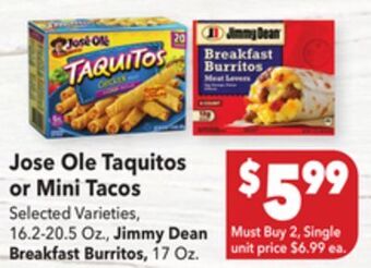 Vallarta Supermarkets Jose ole taquitos or mini tacos offer