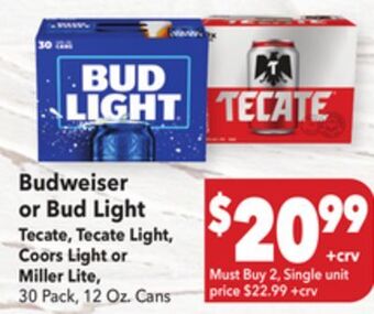 Vallarta Supermarkets Budweiser or bud light offer