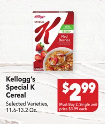 Vallarta Supermarkets Kellogg's special k cereal offer