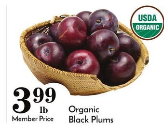 Pavilions Organic black plums offer