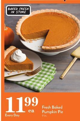 Pavilions Fresh baked pumpkin pie offer