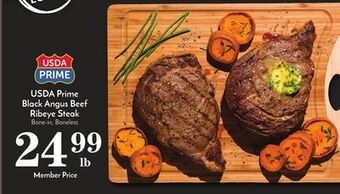 Pavilions Usda prime black angus beef ribeye steak offer