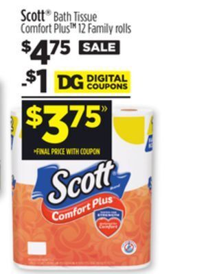 Dollar General Scott bath tissue comfort plus offer