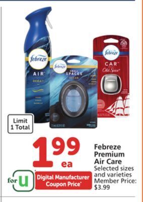 Albertsons Febreze premium air care offer