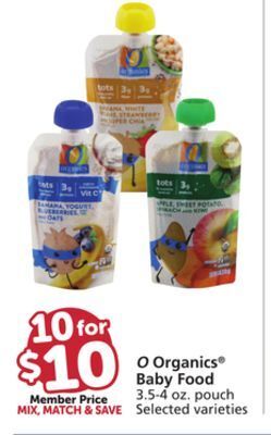 Albertsons O organics baby food offer