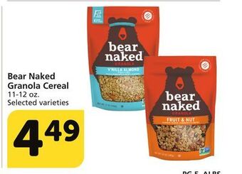Albertsons Bear naked granola cereal offer