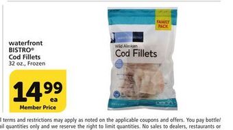Vons Waterfront bistro cod fillets offer