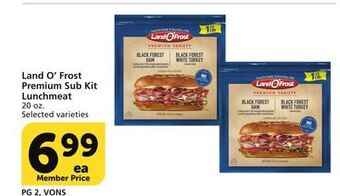 Vons Land o'frost premium sub kit lunchmeat offer