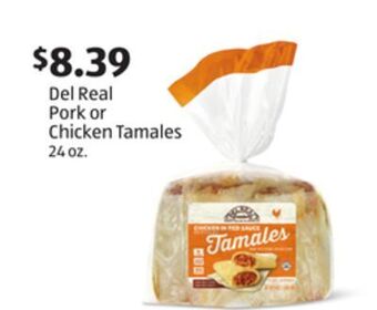 Aldi Del real pork or chicken tamales offer