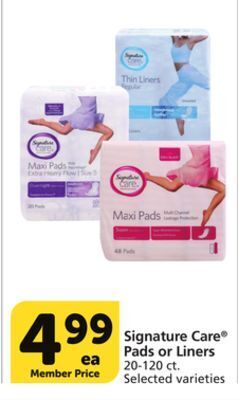 Vons Signature care pads or liners offer