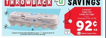 Vons Lucerne cage free large aa eggs offer