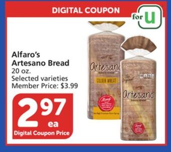 Vons Alfaro's artesano bread offer