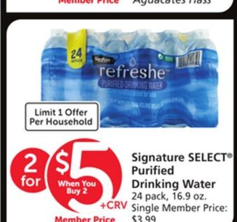 Vons Signature select purified drinking water offer