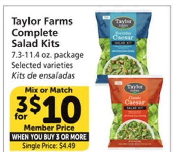 Vons Taylor farms complete salad kits offer