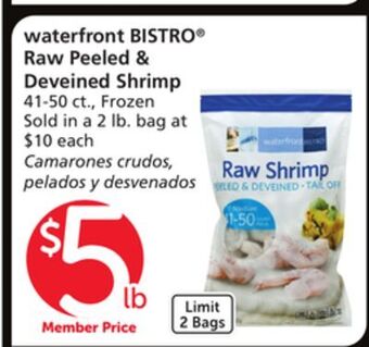Vons Waterfront bistro raw peeled & deveined shrimp offer