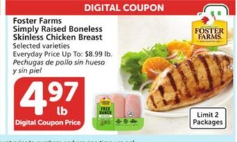 Vons Foster farms simply raised boneless skinless chicken breast offer