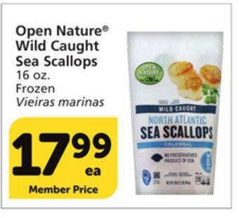 Vons Open nature wild caught sea scallops offer