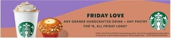 Vons Any grande handcrafted drink + any pastry offer