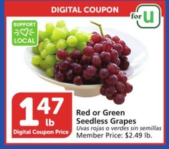 Albertsons Red or green seedless grapes offer