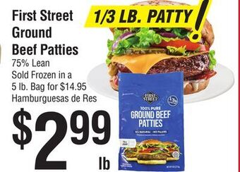 Smart & Final First street ground beef patties 75% lean offer