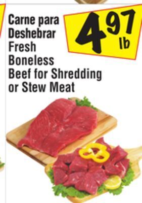 El Super Fresh boneless beef for shredding or stew meat offer