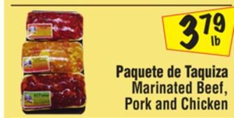 El Super Marinated beef, pork and chicken offer