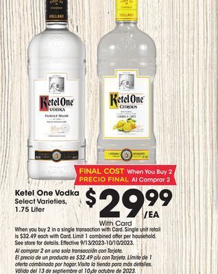 Ralphs Ketel one vodka offer
