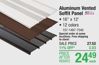 Menards Aluminum vented soffit panel offer