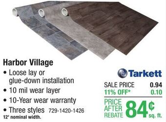 Menards Tarkett harbor village grey concrete sheet vinyl 12 ft. wide offer