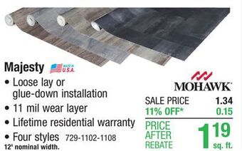 Menards Mohawk majesty stone canyon sheet vinyl 12 ft. wide offer