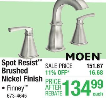 Menards Moen finney two-handle 8 widespread spot resist brushed nickel bathroom faucet offer