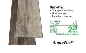Menards Superfast ridgeplex smoke 6.93 x 36.81 floating luxury vinyl plank flooring (19.48 sq.ft/ctn) offer