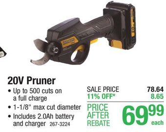 Menards Yardworks 20-volt cordless pruner offer